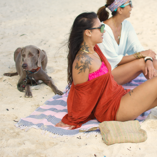 Woven Towel Pink/Gray XL - Handloom