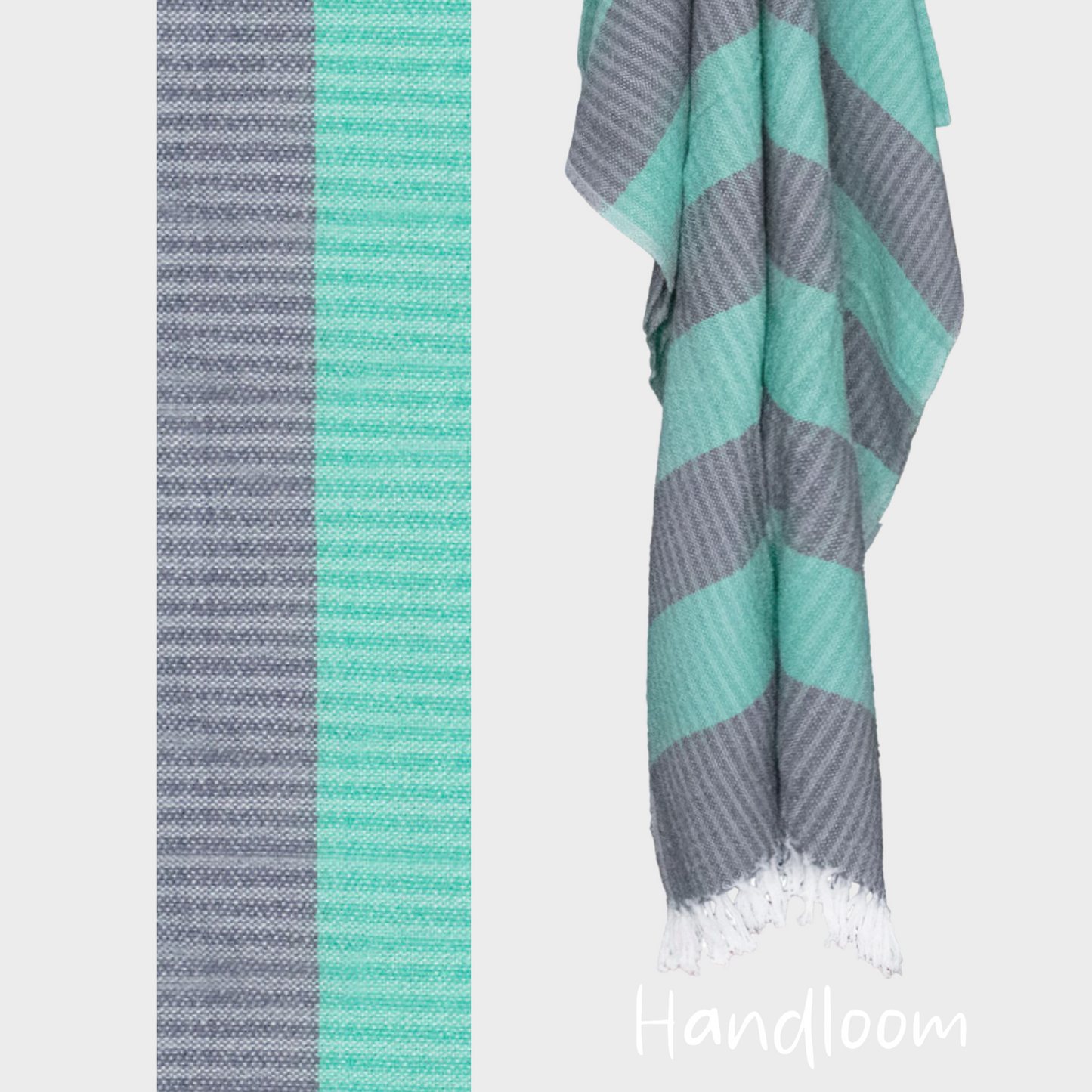 Woven Towel Aqua/Gray XL - Handloom