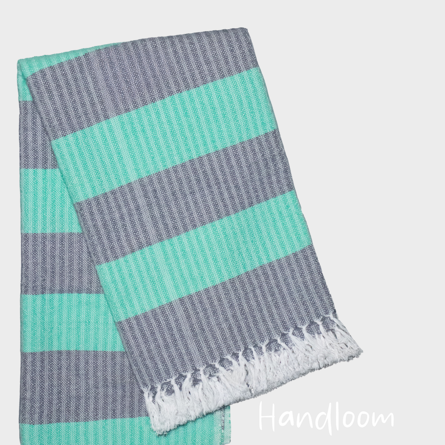 Woven Towel Aqua/Gray XL - Handloom